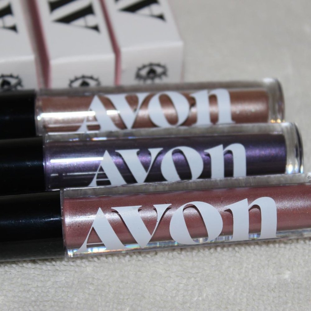 NEW IN BOX – 3 AVON GLIMMER LIQUID EYESHADOW ROSE GOLD, FOOL’S GOLD, IRON VIOLET - Picture 2 of 2